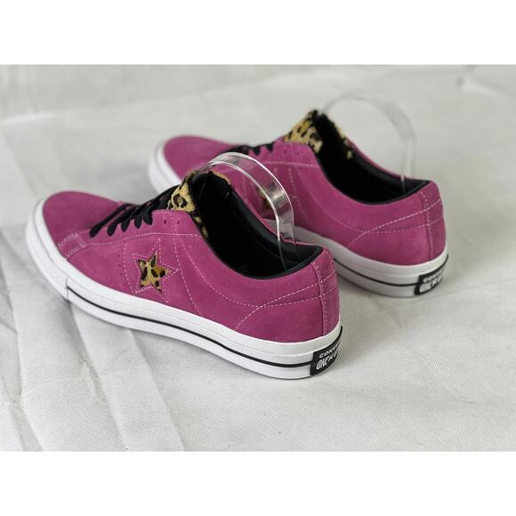 Converse One Star Men's 9 Pink Sneakers Leopard Print Accents - Picture 4 of 8